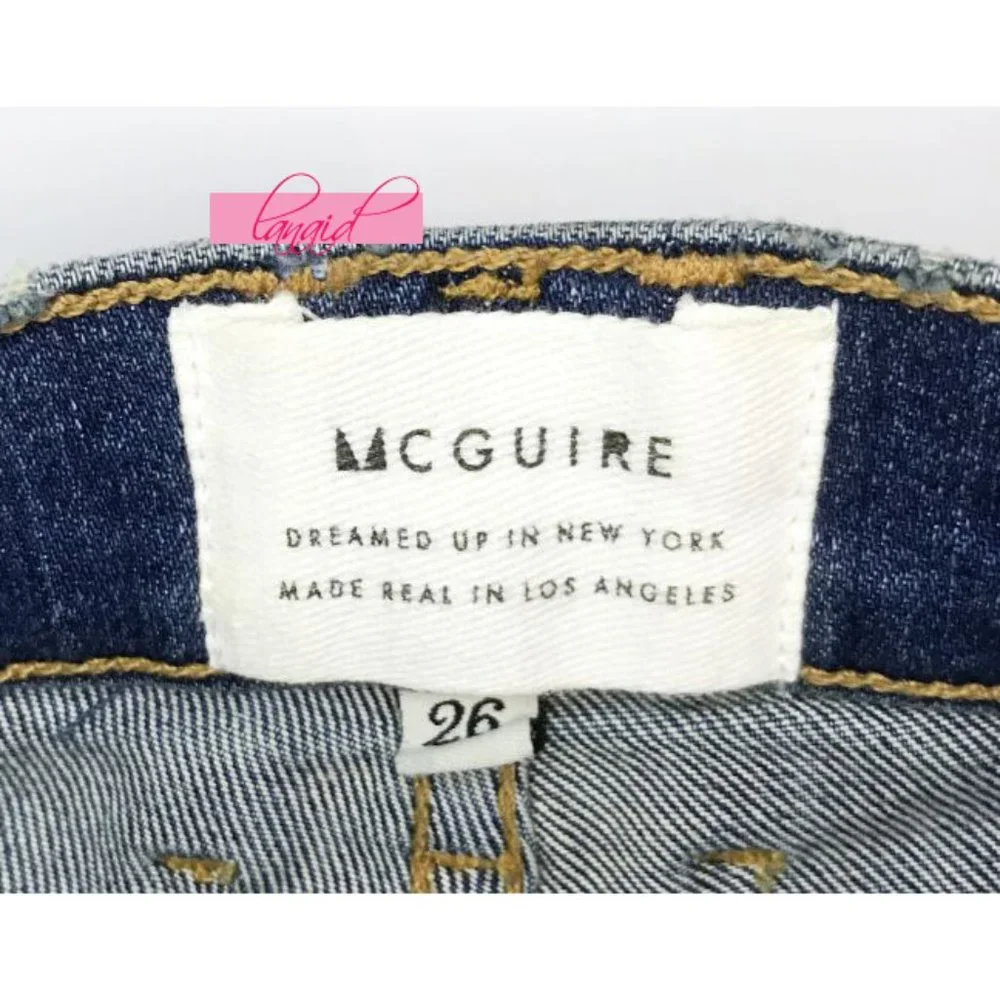 McGuire Deconstructed Denim Mini Skirt Stretchy Distressed Destroyed Ripped Jean